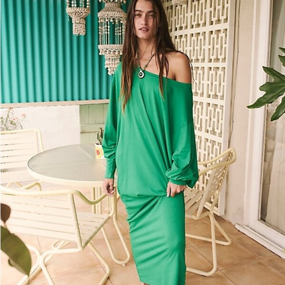 Free People Vibrant Green Maxi Dress